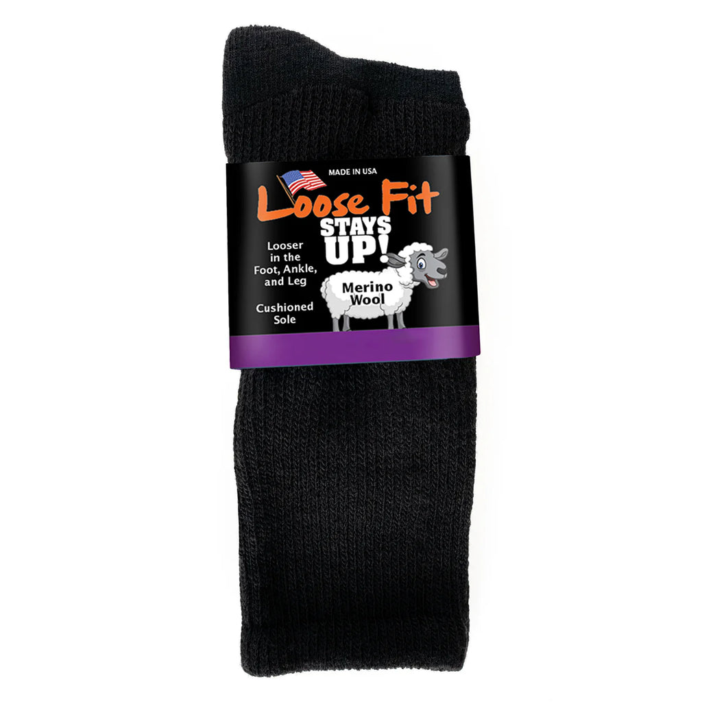 CLASS / CCES22UNI A “Loose Socks” BLACK Loose Fit Stays Up Solid Merino Wool Socks - Black – Steve's Shoes