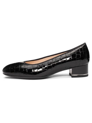 Gabrielle Women's Block Heel Pump - Black Croc