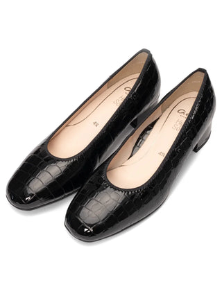 Gabrielle Women's Block Heel Pump - Black Croc
