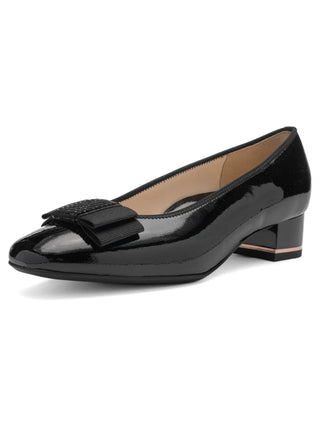 Garnet Women's Bow Block Heel Pump 35mm - Black Patent