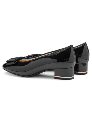 Garnet Women's Bow Block Heel Pump 35mm - Black Patent