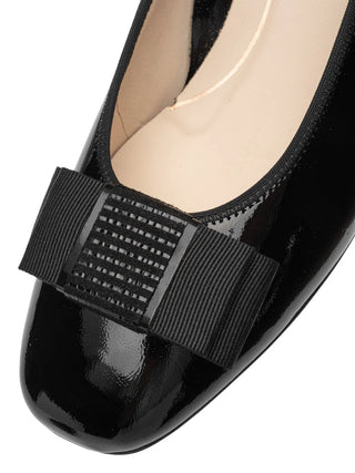 Garnet Women's Bow Block Heel Pump 35mm - Black Patent