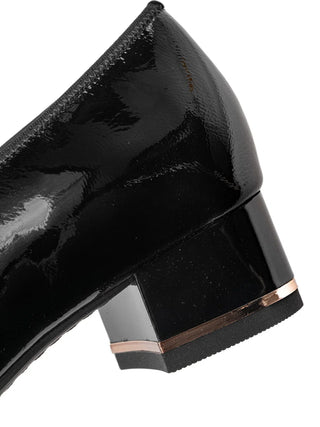 Garnet Women's Bow Block Heel Pump 35mm - Black Patent