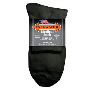Extra Wide Medical Quarter Sock - Black