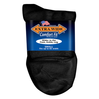 Extra Wide Athletic Quarter Sock - Black