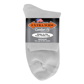 Extra Wide Athletic Quarter Sock - White