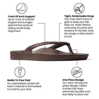 Arch Support Flip Flops - Brown