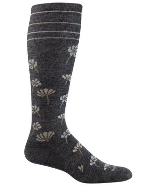 Women's Field Flower | Moderate Graduated Compression Socks - Charcoal