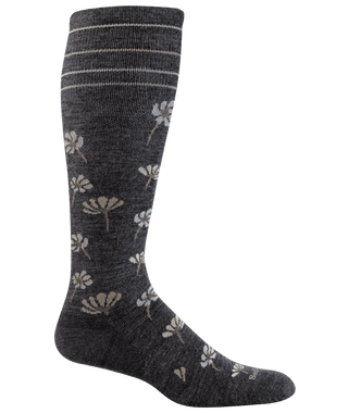 Women's Field Flower | Moderate Graduated Compression Socks - Charcoal
