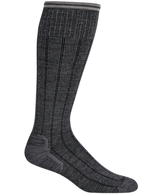 Men's High Rise Rib | Moderate Graduated Compression Socks | Wide Calf Fit - Charcoal