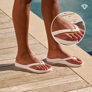 Arch Support Crystal Flip Flops - White