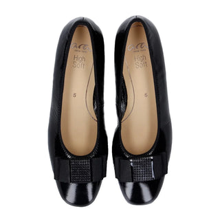 Garnet Women's Bow Block Heel Pump 35mm - Black Patent