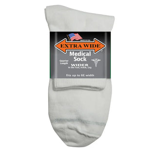 Extra Wide Medical Quarter Sock - White