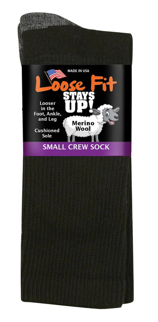 Buy black Loose Fit Stays Up Solid Merino Wool Socks