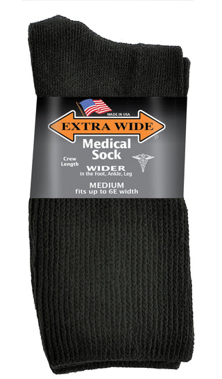 Buy black Extra Wide Medical Crew Sock