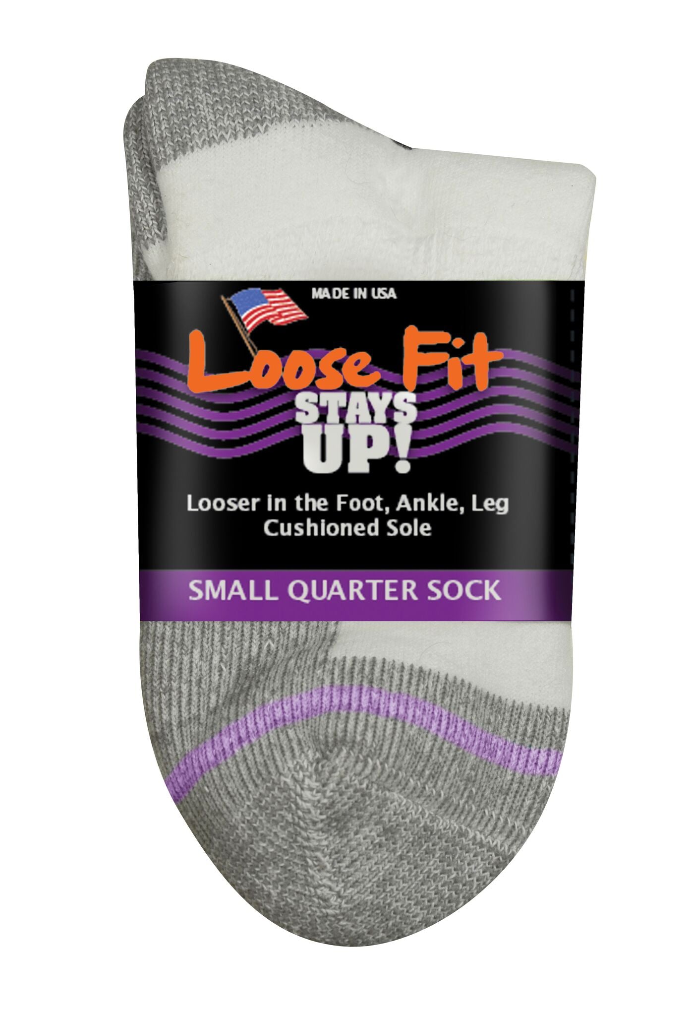 Loose Fit Stays Up Men's and Women's Casual Lower Cut Socks (Pack of 3)  Made in USA, Cushioned Sole