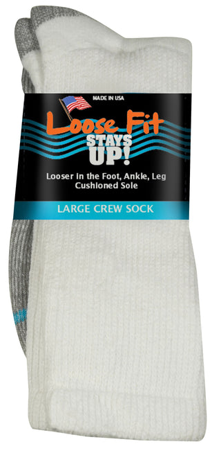 Buy white Loose Fit Stays Up Cotton Casual Crew Socks