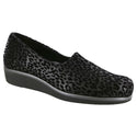 sas womens fabric slip on shoe bliss black leopard