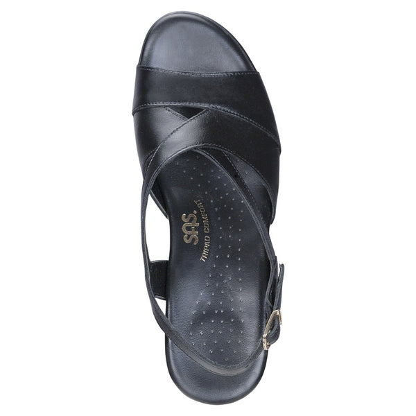 sas womens sling back wedge sandal caress black