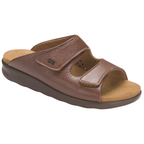sas womens slide-on sandal cozy brown