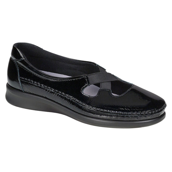 sas womens slip on moccasin crissy black patent
