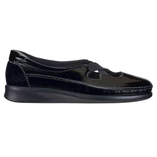 sas womens slip on moccasin crissy black patent