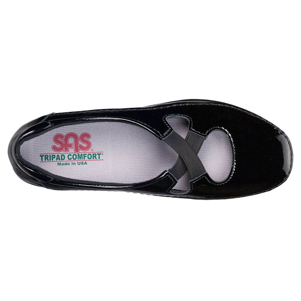 sas womens slip on moccasin crissy black patent