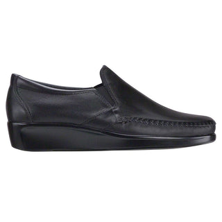sas womens wide leather slip on wedge dream black