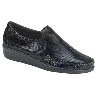 sas womens wide leather slip on wedge dream black snake