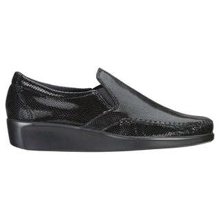 sas womens wide leather slip on wedge dream black snake