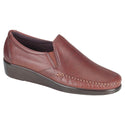 sas womens wide leather slip on wedge dream brown
