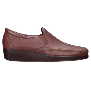 sas womens wide leather slip on wedge dream brown