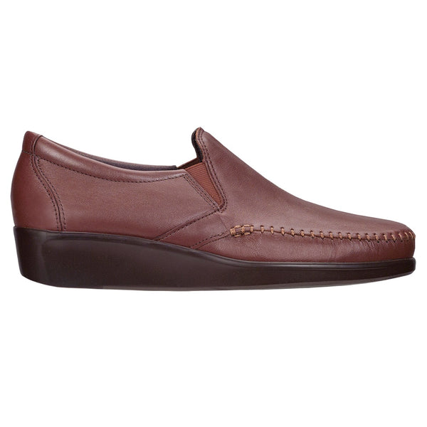 sas womens wide leather slip on wedge dream brown