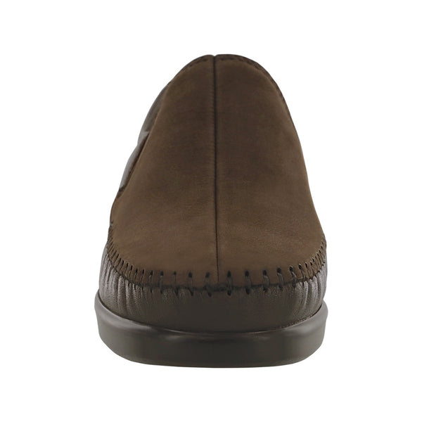 sas womens wide leather slip on wedge dream brown nubuck