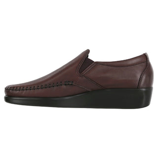 sas womens wide leather slip on wedge dream wine
