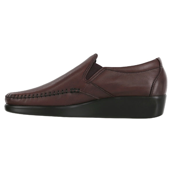 sas womens wide leather slip on wedge dream wine