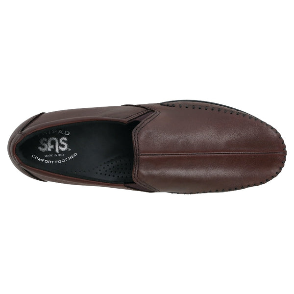 sas womens wide leather slip on wedge dream wine