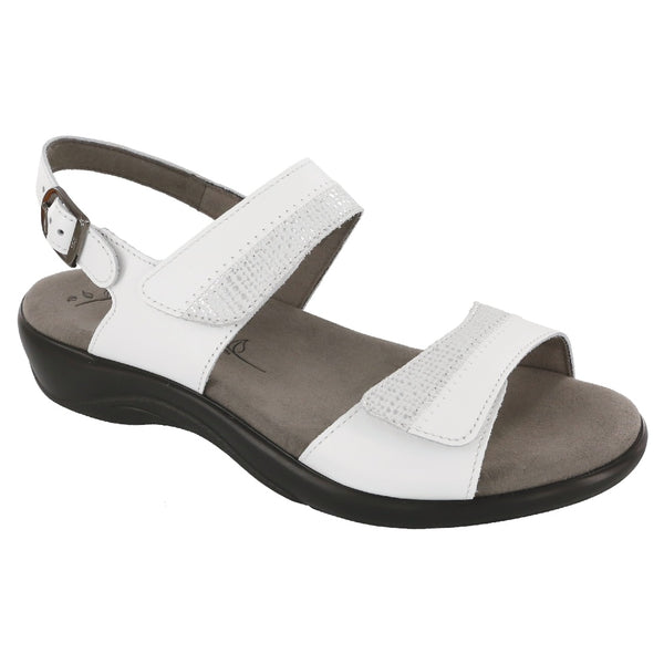 sas womens two tone leather sandal nudu white