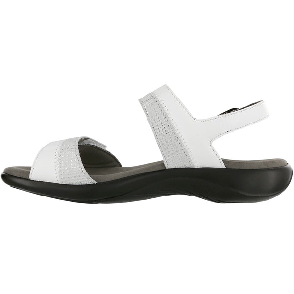 sas womens two tone leather sandal nudu white