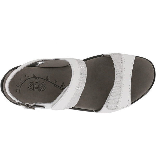 sas womens two tone leather sandal nudu white