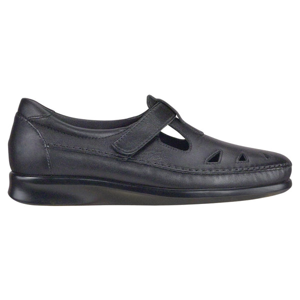 sas womens comfort velcro moccasin roamer black