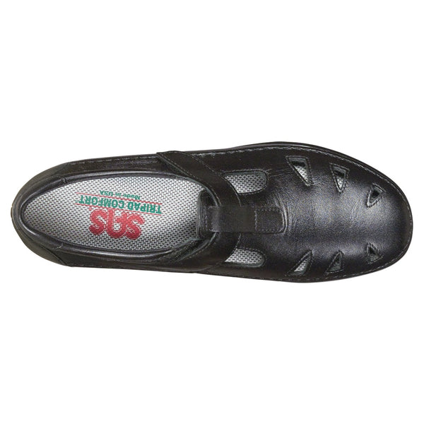 sas womens comfort velcro moccasin roamer black