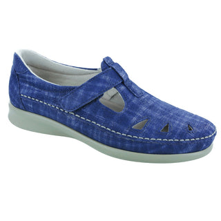 sas womens comfort velcro moccasin roamer blue jay
