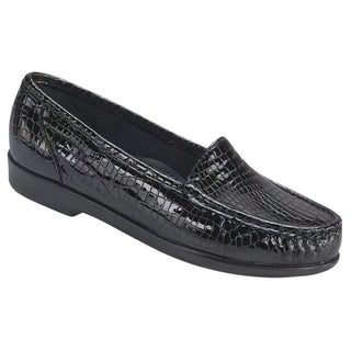 sas womens slip on moccasin loafer simplify black croc