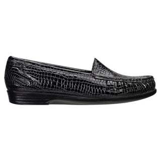 sas womens slip on moccasin loafer simplify black croc