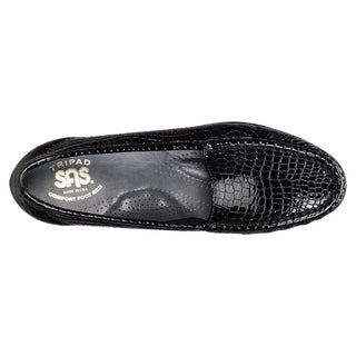 sas womens slip on moccasin loafer simplify black croc