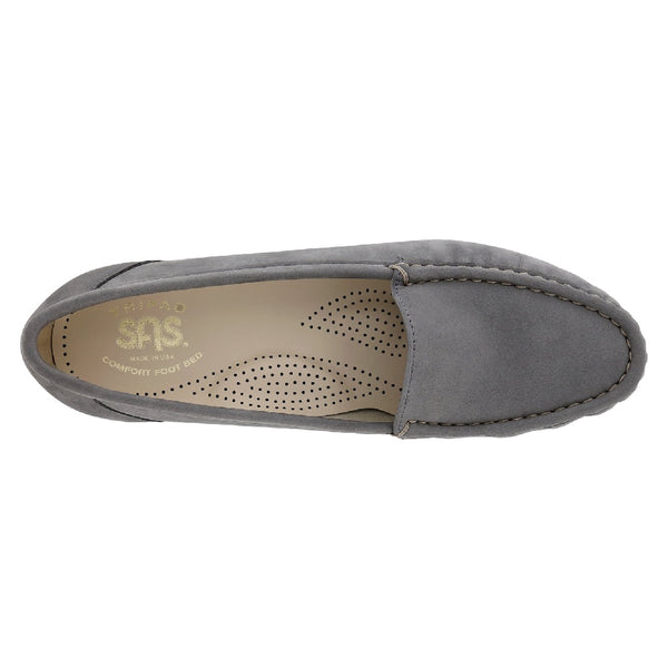 sas womens slip on moccasin loafer simplify gray nubuck