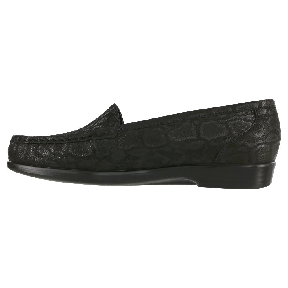 sas womens slip on moccasin loafer simplify nero snake
