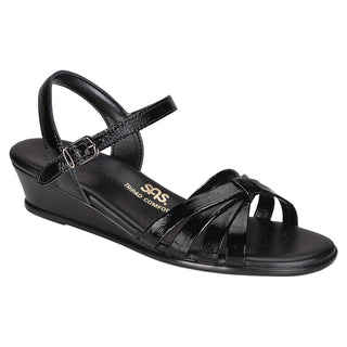 sas womens dress sandal strippy black patent