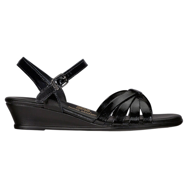 sas womens dress sandal strippy black patent